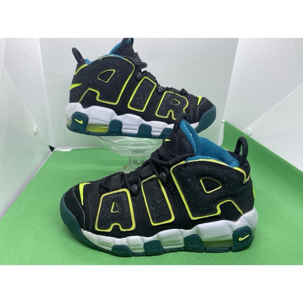 Nike Air More Uptempo Mid Black Geode Teal 2023 Kids Sz 4.5Y DZ2809-001